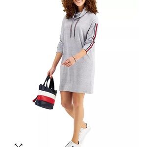 Funnel neck sweatshirt dress